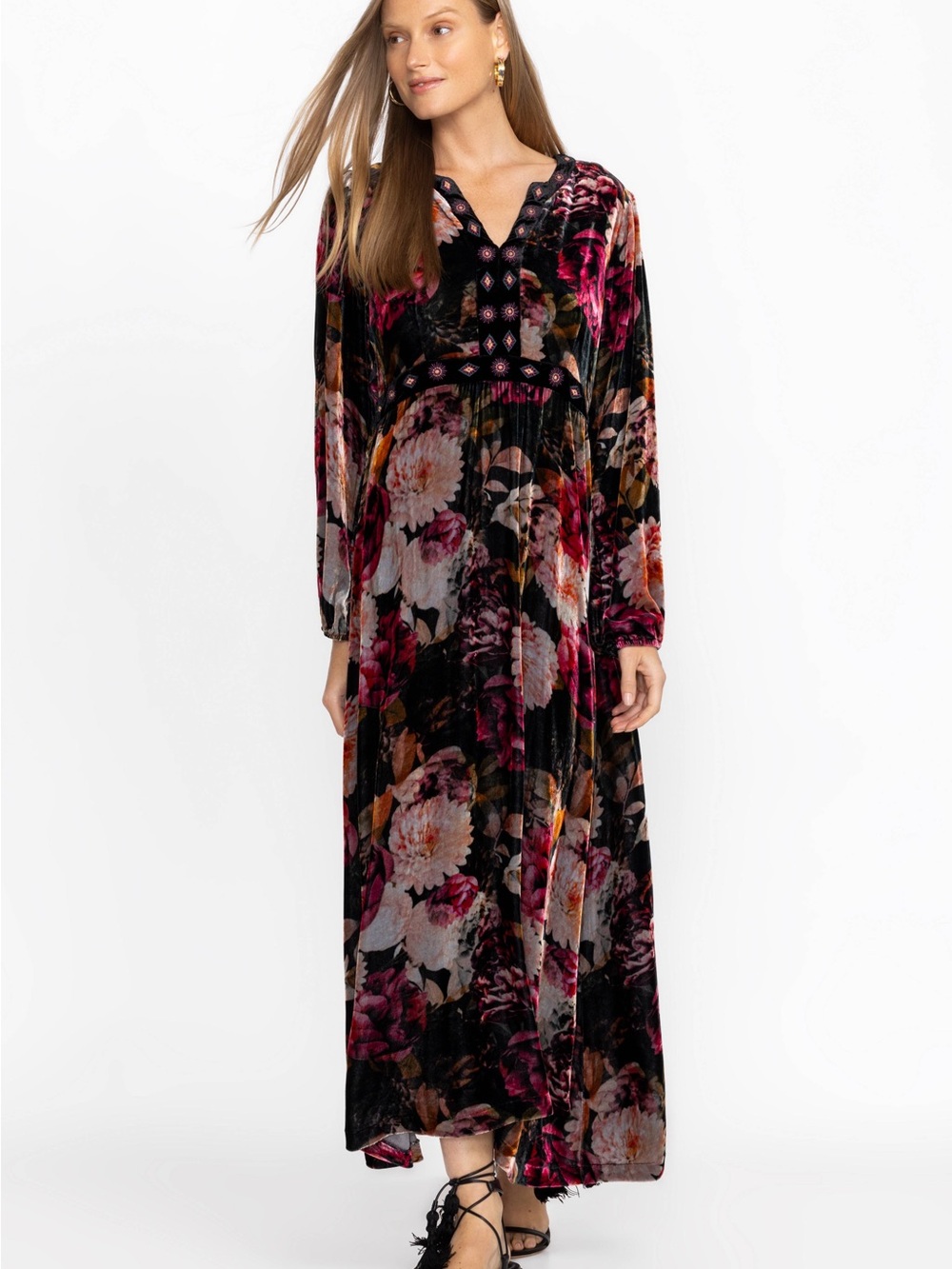 Johnny Was Rosa Velvet  Front  Notch Dress